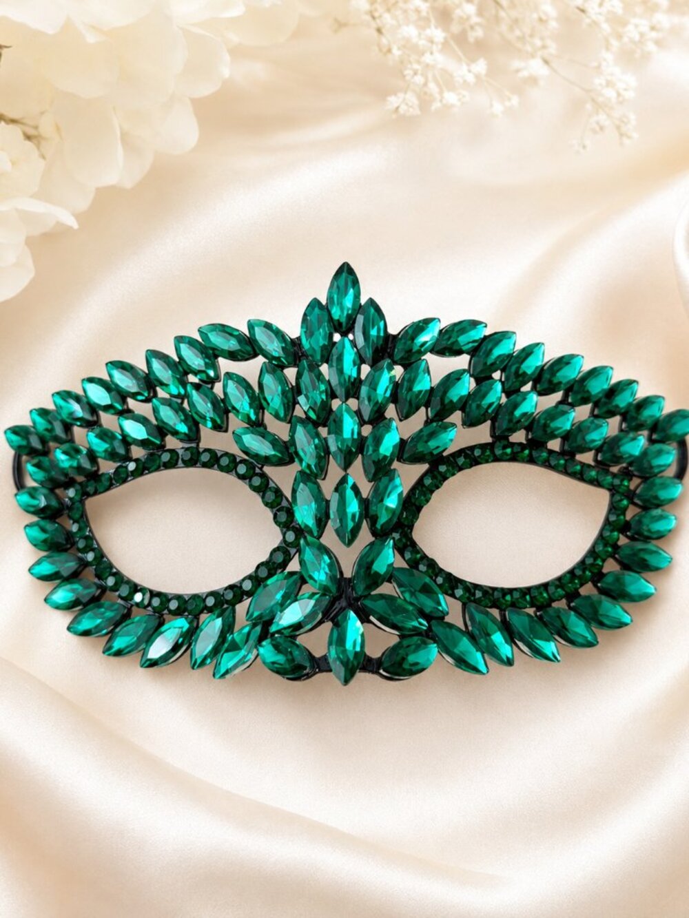 Emerald Rhinestone Eye Mask, Masquerade Ball Accessory, Theater and cosplay
